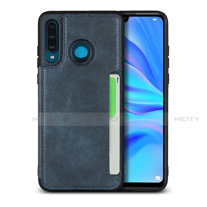 Coque Luxe Cuir Housse Etui R05 pour Huawei P30 Lite Bleu Plus