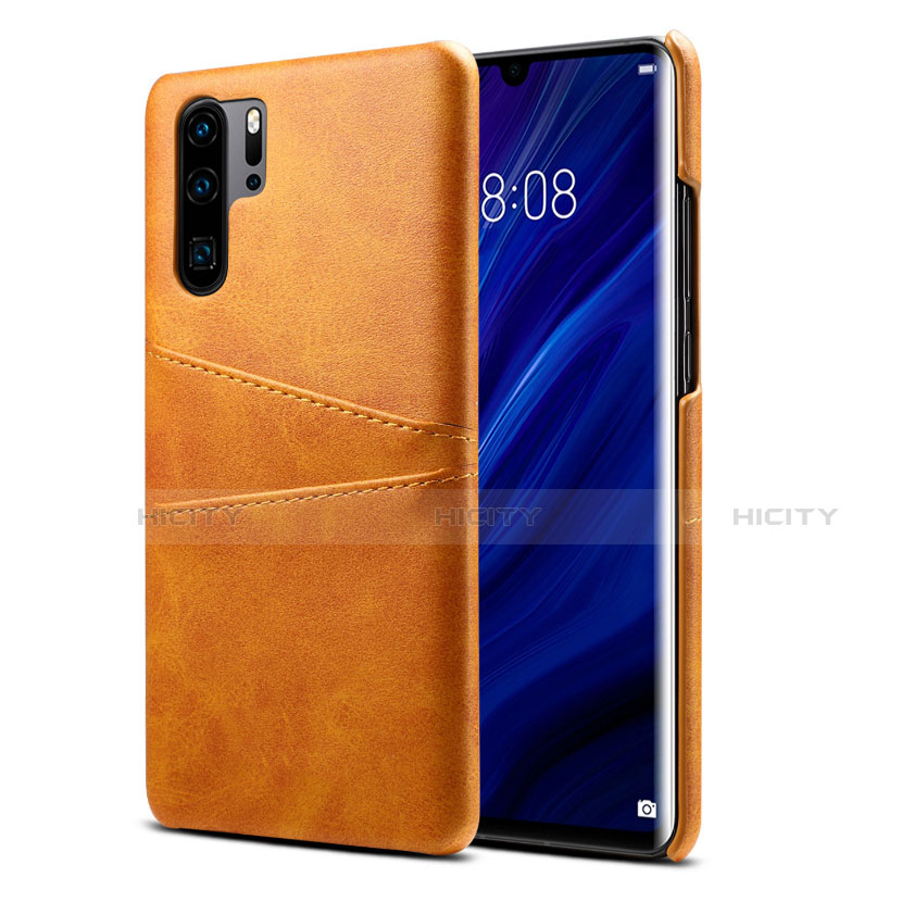 Coque Luxe Cuir Housse Etui R05 pour Huawei P30 Pro New Edition Orange Plus