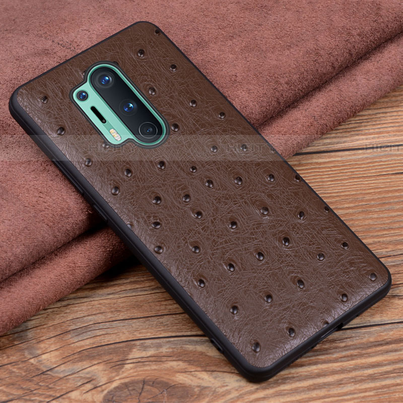 Coque Luxe Cuir Housse Etui R05 pour OnePlus 8 Pro Marron Plus