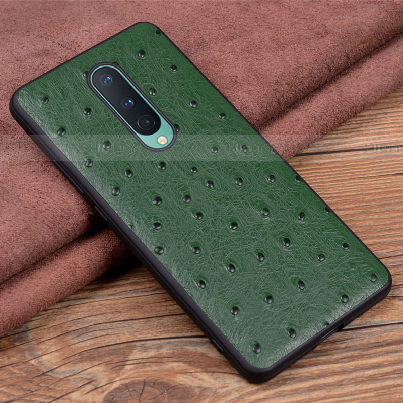 Coque Luxe Cuir Housse Etui R05 pour OnePlus 8 Vert Plus