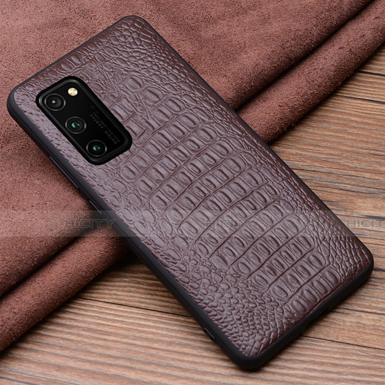 Coque Luxe Cuir Housse Etui R06 pour Huawei Honor V30 5G Marron Plus