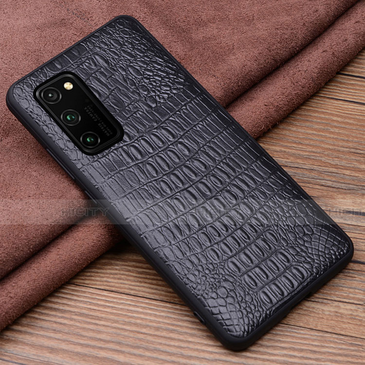 Coque Luxe Cuir Housse Etui R06 pour Huawei Honor V30 5G Noir Plus