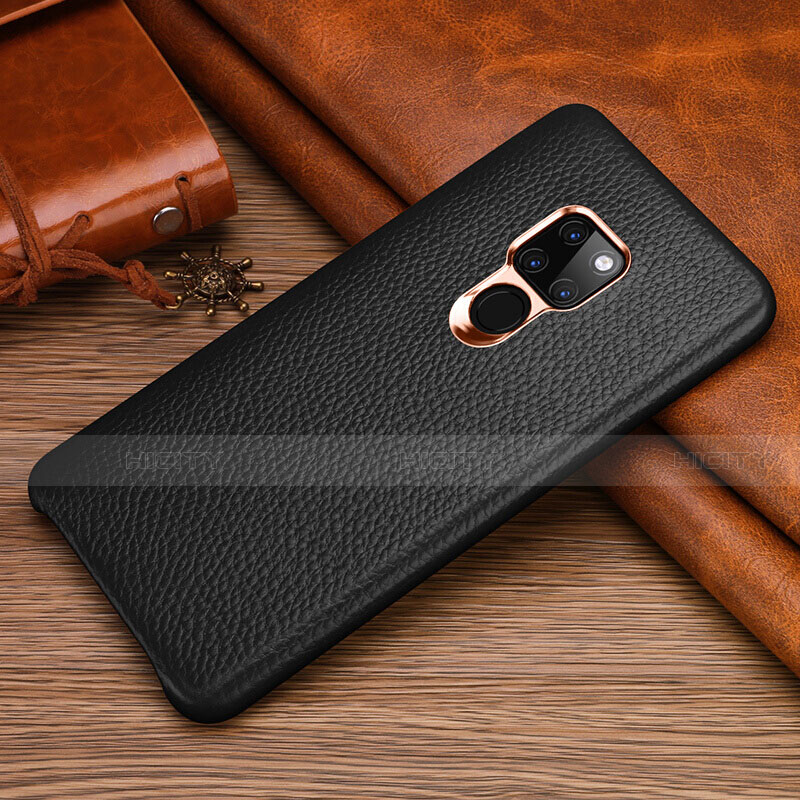 Coque Luxe Cuir Housse Etui R06 pour Huawei Mate 20 Noir Plus