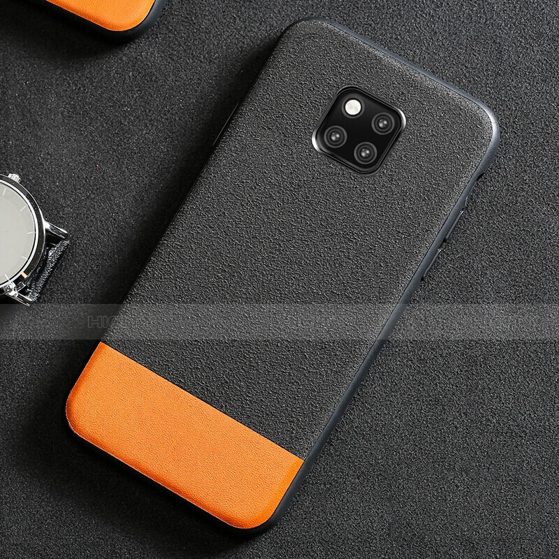 Coque Luxe Cuir Housse Etui R06 pour Huawei Mate 20 Pro Gris Plus