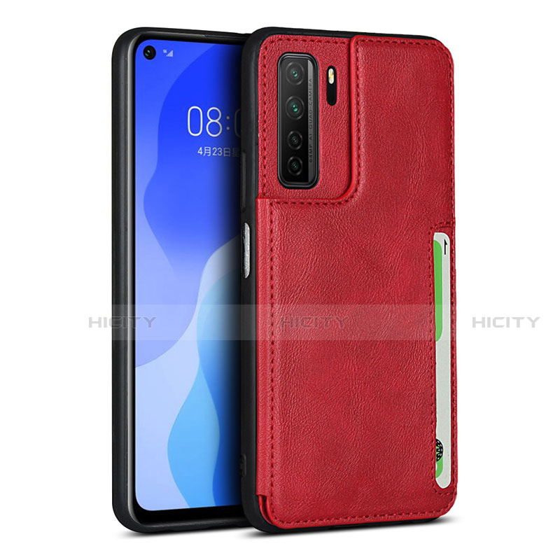 Coque Luxe Cuir Housse Etui R06 pour Huawei Nova 7 SE 5G Rouge Plus