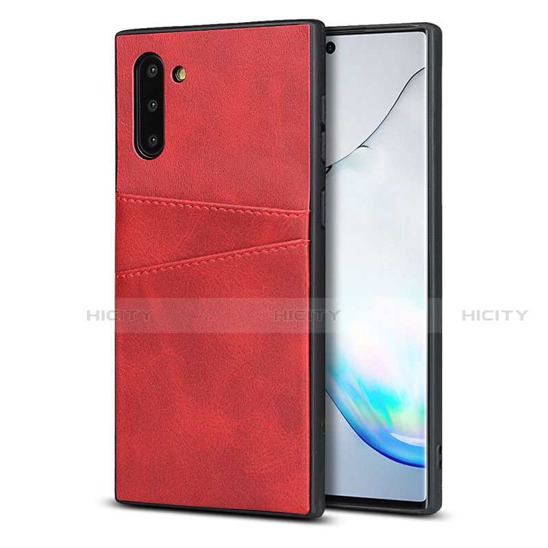 Coque Luxe Cuir Housse Etui R06 pour Samsung Galaxy Note 10 5G Rouge Plus