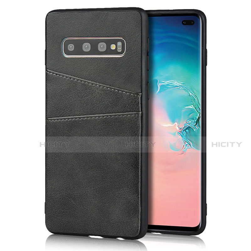 Coque Luxe Cuir Housse Etui R06 pour Samsung Galaxy S10 Plus Noir Plus