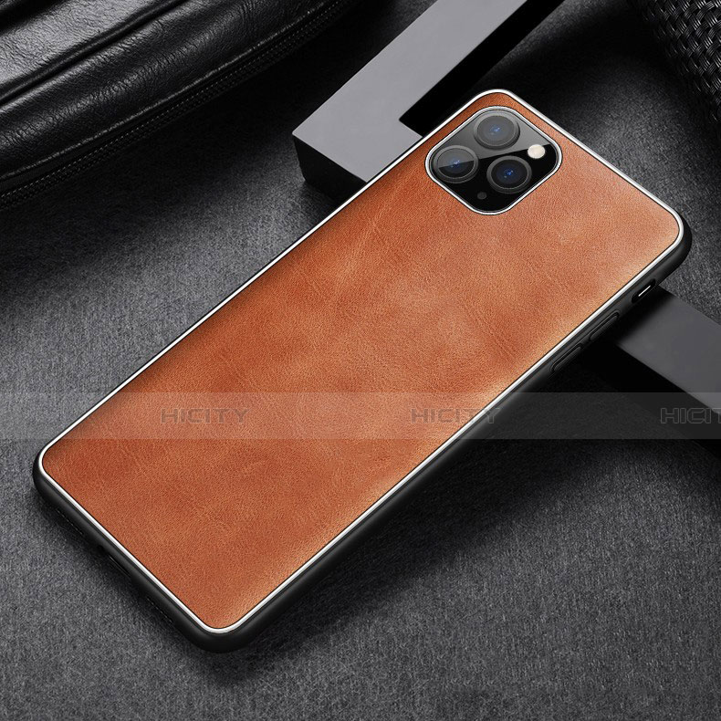 Coque Luxe Cuir Housse Etui R07 pour Apple iPhone 11 Pro Max Orange Plus