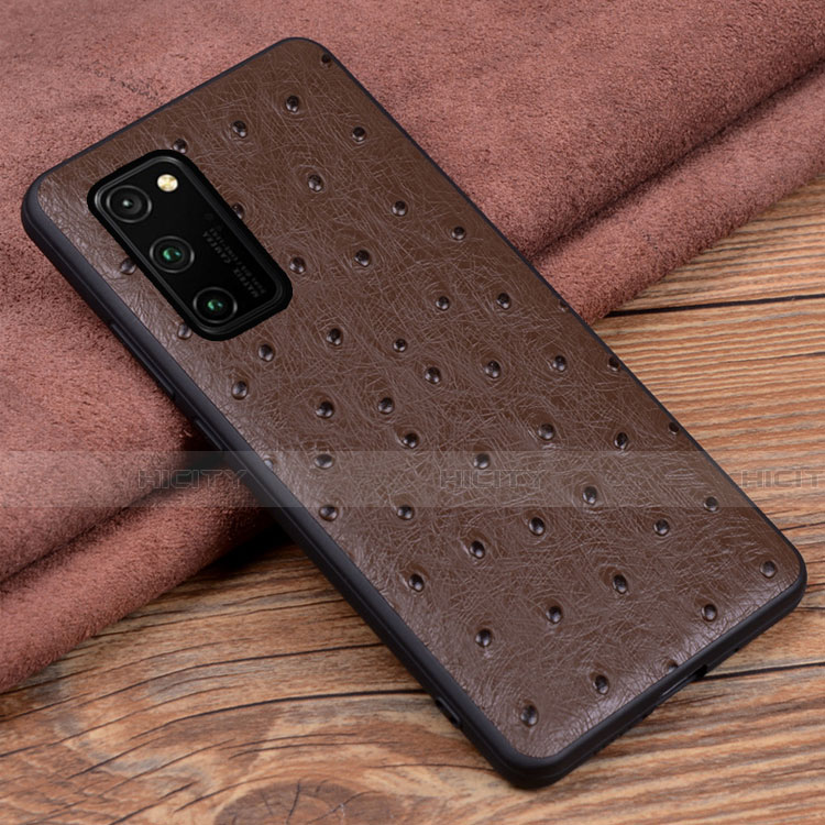 Coque Luxe Cuir Housse Etui R07 pour Huawei Honor V30 5G Marron Plus