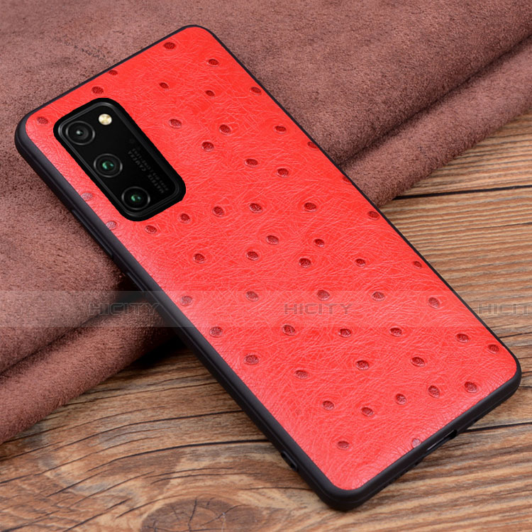 Coque Luxe Cuir Housse Etui R07 pour Huawei Honor V30 5G Rouge Plus