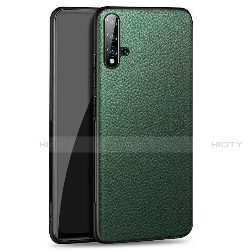 Coque Luxe Cuir Housse Etui R07 pour Huawei Nova 5 Pro Vert Plus