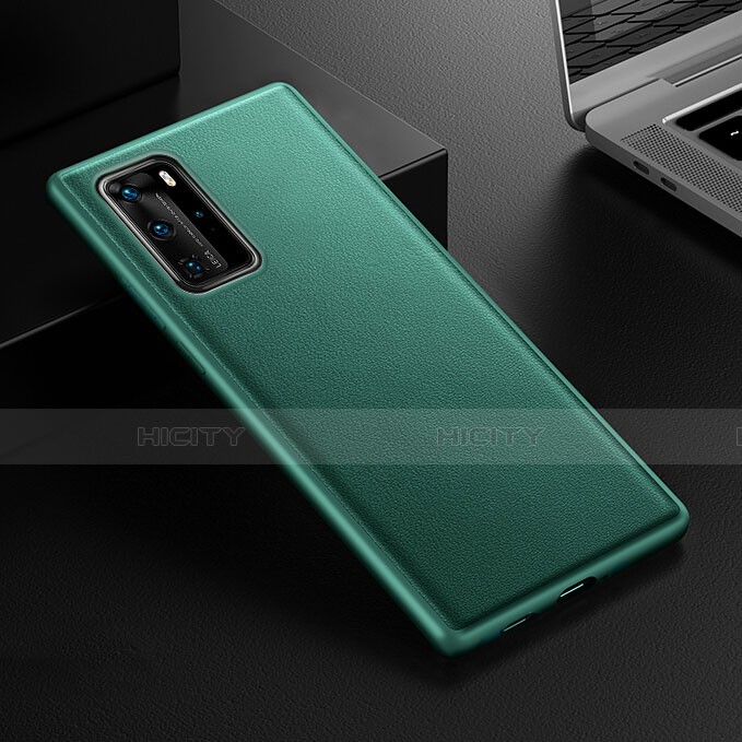 Coque Luxe Cuir Housse Etui R07 pour Huawei P40 Pro Vert Plus