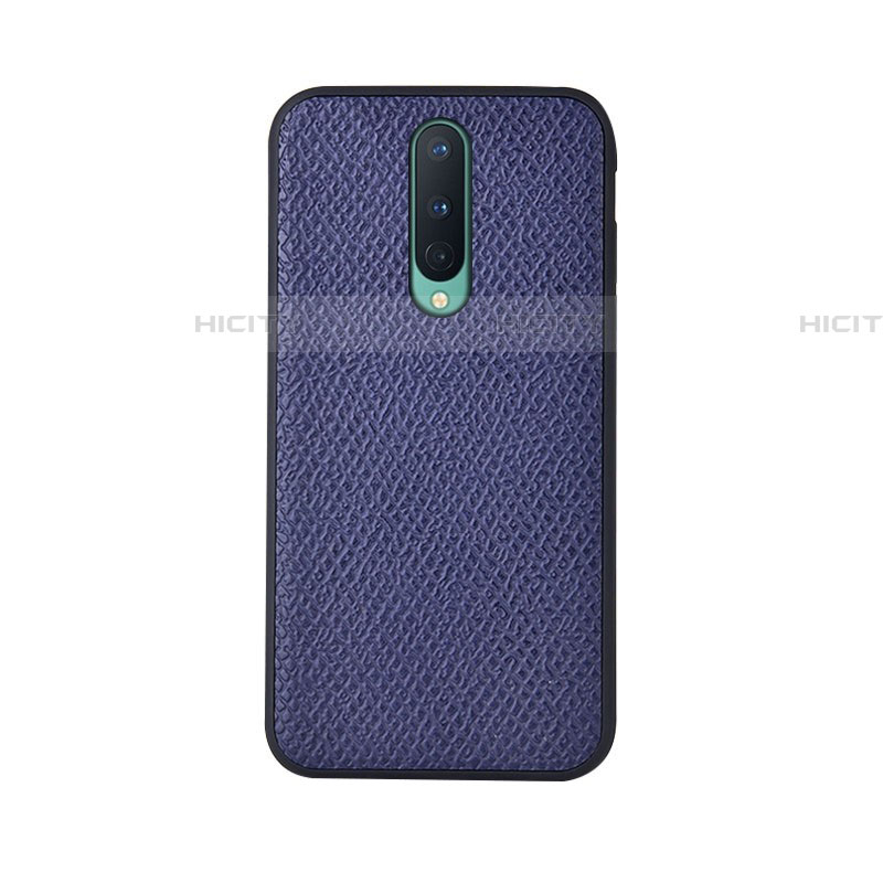 Coque Luxe Cuir Housse Etui R07 pour OnePlus 8 Bleu Plus