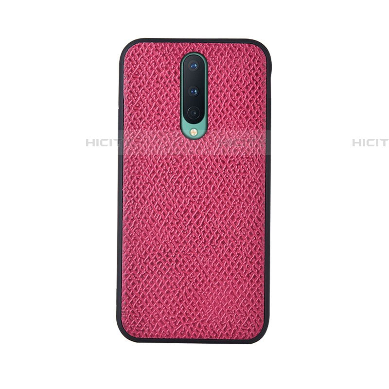 Coque Luxe Cuir Housse Etui R07 pour OnePlus 8 Rose Rouge Plus