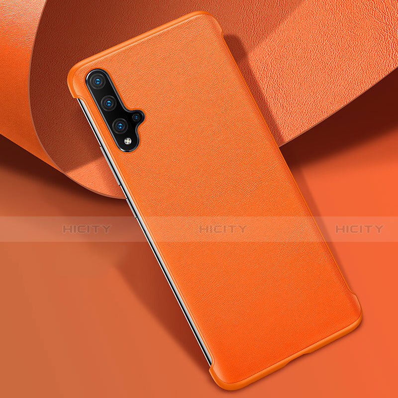 Coque Luxe Cuir Housse Etui R08 pour Huawei Nova 5 Pro Orange Plus