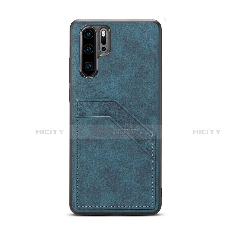 Coque Luxe Cuir Housse Etui R08 pour Huawei P30 Pro New Edition Bleu Plus