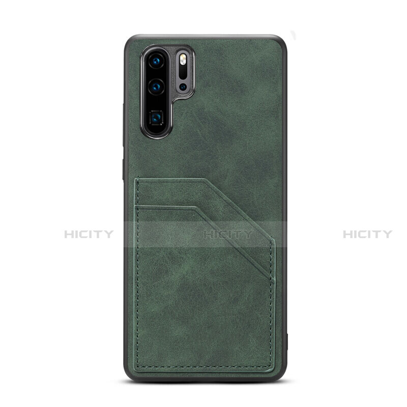 Coque Luxe Cuir Housse Etui R08 pour Huawei P30 Pro Vert Plus