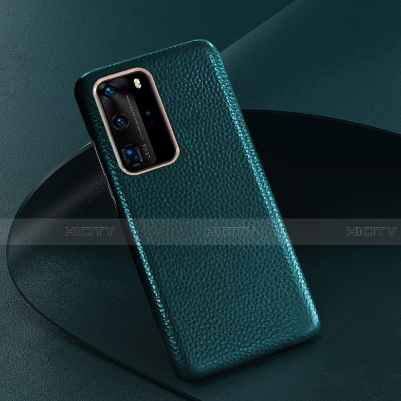 Coque Luxe Cuir Housse Etui R08 pour Huawei P40 Pro Vert Plus