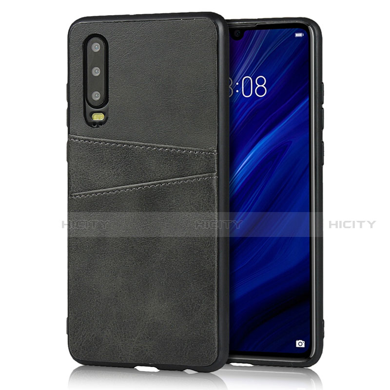 Coque Luxe Cuir Housse Etui R09 pour Huawei P30 Noir Plus