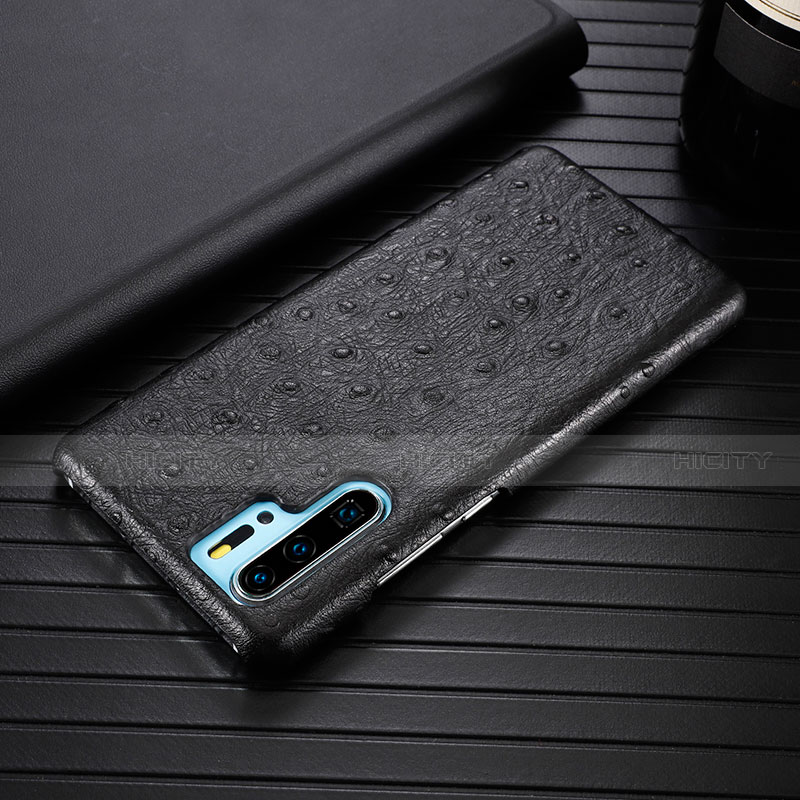 Coque Luxe Cuir Housse Etui R09 pour Huawei P30 Pro Noir Plus