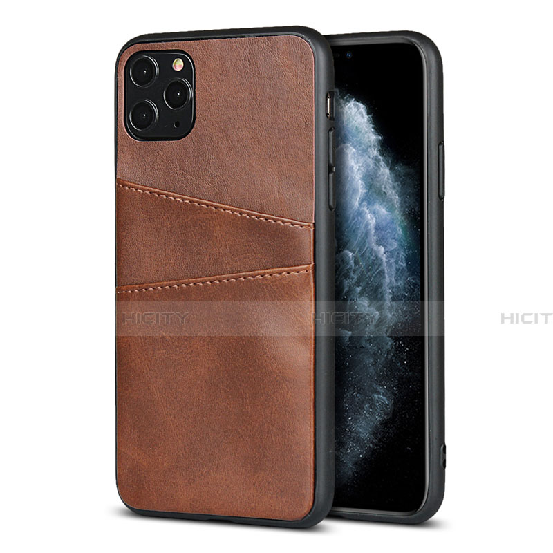 Coque Luxe Cuir Housse Etui R15 pour Apple iPhone 11 Pro Marron Plus