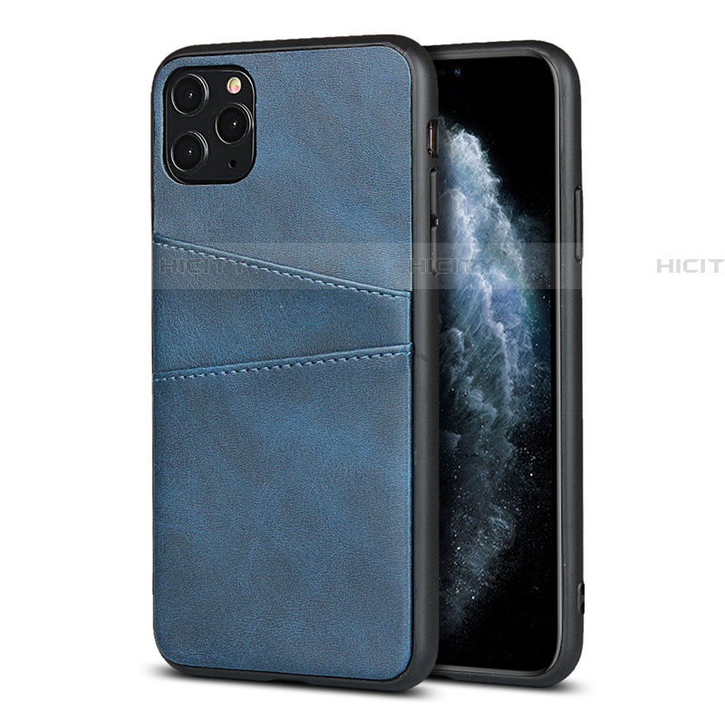 Coque Luxe Cuir Housse Etui R15 pour Apple iPhone 11 Pro Max Bleu Plus