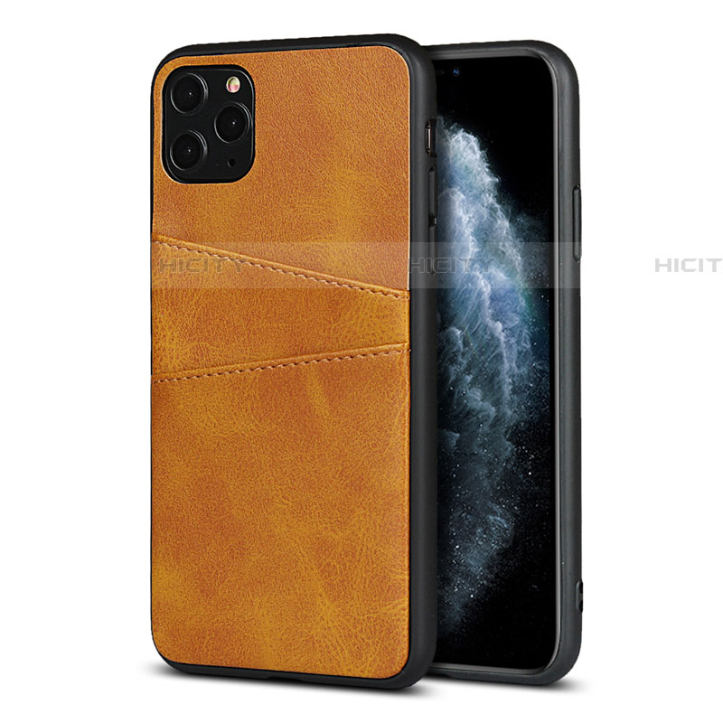 Coque Luxe Cuir Housse Etui R15 pour Apple iPhone 11 Pro Max Orange Plus