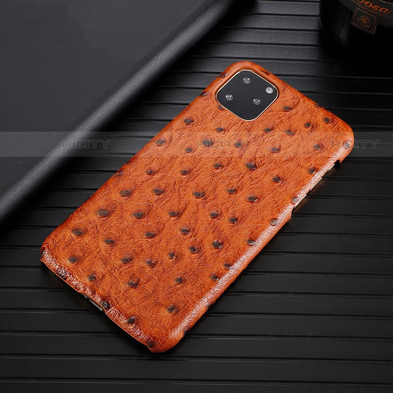 Coque Luxe Cuir Housse Etui S01 pour Apple iPhone 11 Pro Max Orange Plus