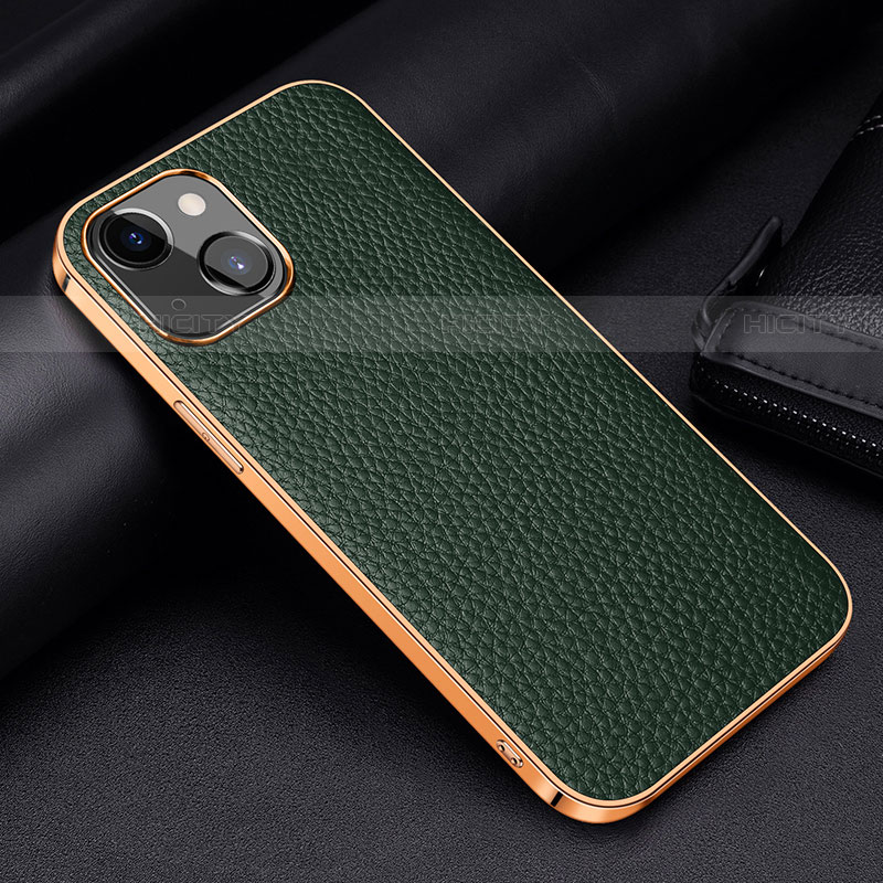 Coque Luxe Cuir Housse Etui S01 pour Apple iPhone 13 Vert Plus