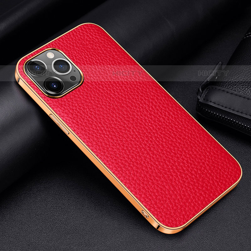 Coque Luxe Cuir Housse Etui S01 pour Apple iPhone 16 Pro Max Rouge Plus