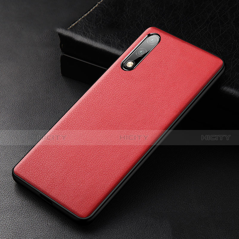 Coque Luxe Cuir Housse Etui S01 pour Huawei Enjoy 10 Rouge Plus