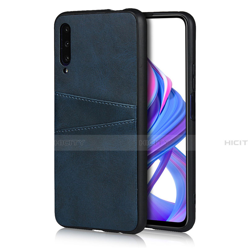 Coque Luxe Cuir Housse Etui S01 pour Huawei Honor 9X Pro Bleu Plus