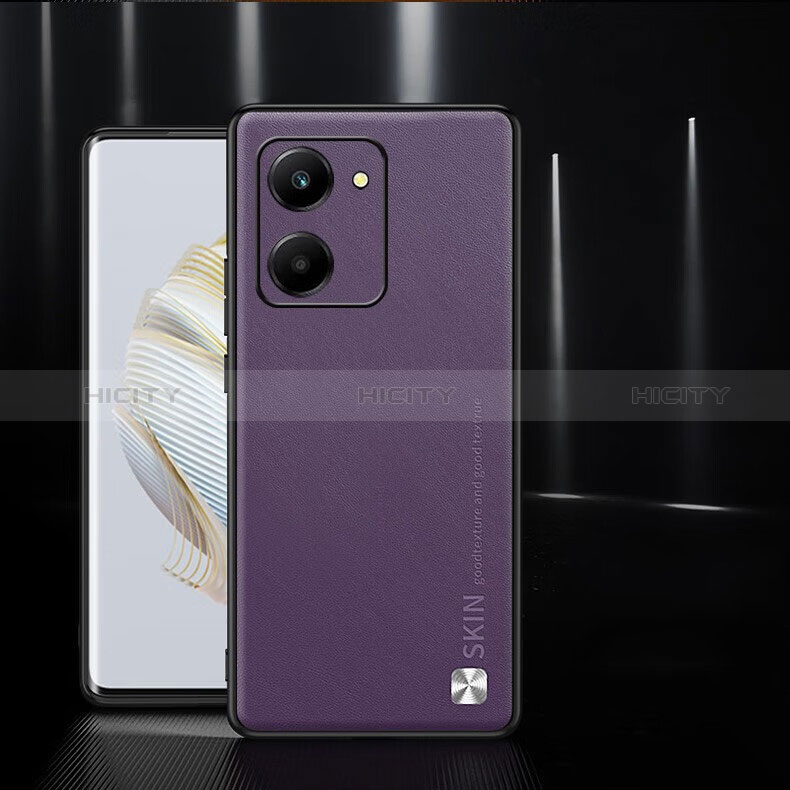 Coque Luxe Cuir Housse Etui S01 pour Huawei Honor X7a Violet Plus