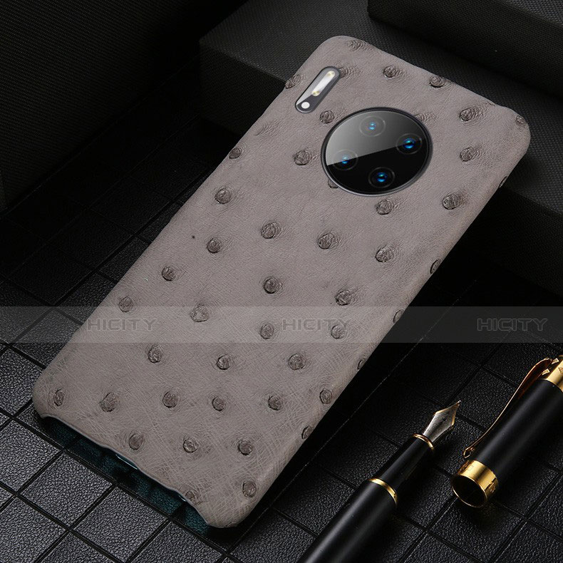 Coque Luxe Cuir Housse Etui S01 pour Huawei Mate 30 5G Gris Plus