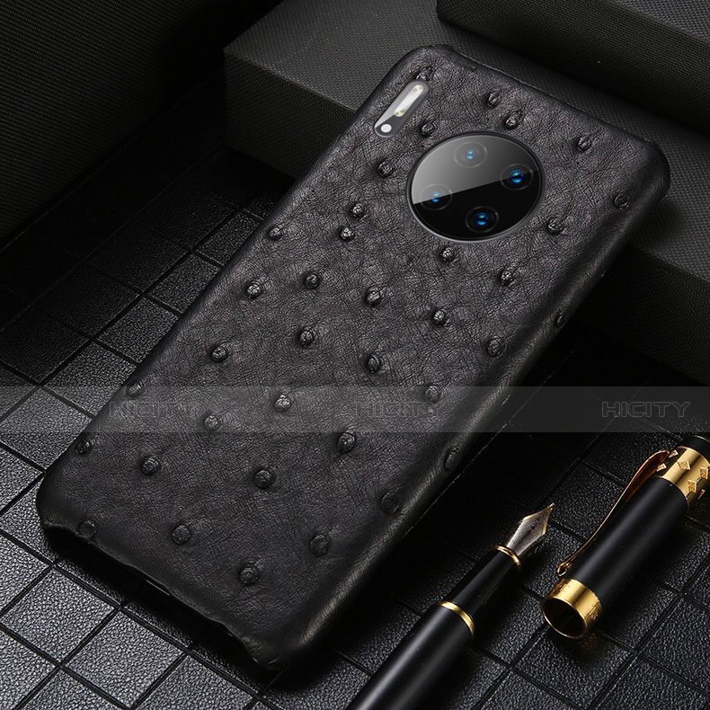 Coque Luxe Cuir Housse Etui S01 pour Huawei Mate 30 5G Noir Plus