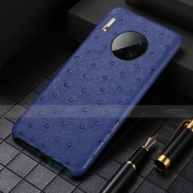 Coque Luxe Cuir Housse Etui S01 pour Huawei Mate 30 Bleu Plus