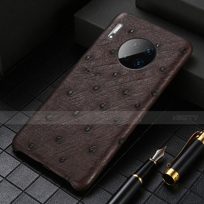 Coque Luxe Cuir Housse Etui S01 pour Huawei Mate 30 Pro 5G Marron Plus