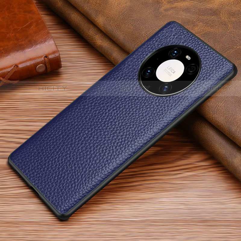 Coque Luxe Cuir Housse Etui S01 pour Huawei Mate 40E Pro 5G Bleu Plus