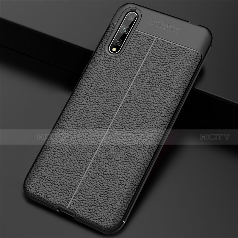 Coque Luxe Cuir Housse Etui S01 pour Huawei Y8p Noir Plus