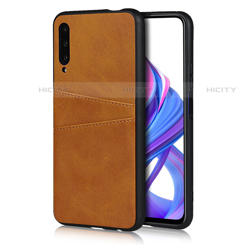 Coque Luxe Cuir Housse Etui S01 pour Huawei Y9s Orange Plus