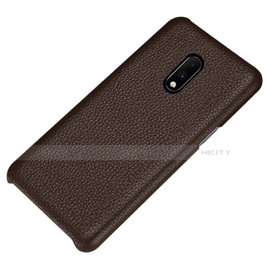 Coque Luxe Cuir Housse Etui S01 pour OnePlus 7 Marron Plus