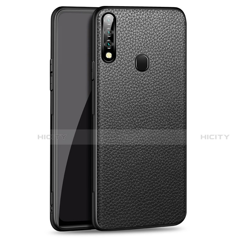 Coque Luxe Cuir Housse Etui S01 pour Oppo A31 Noir Plus