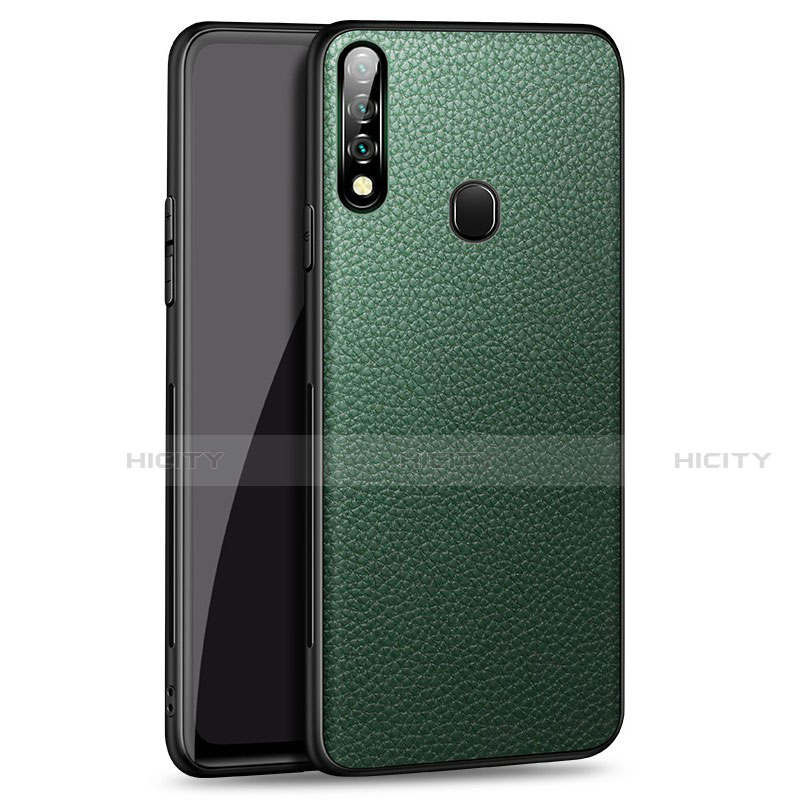 Coque Luxe Cuir Housse Etui S01 pour Oppo A31 Vert Plus