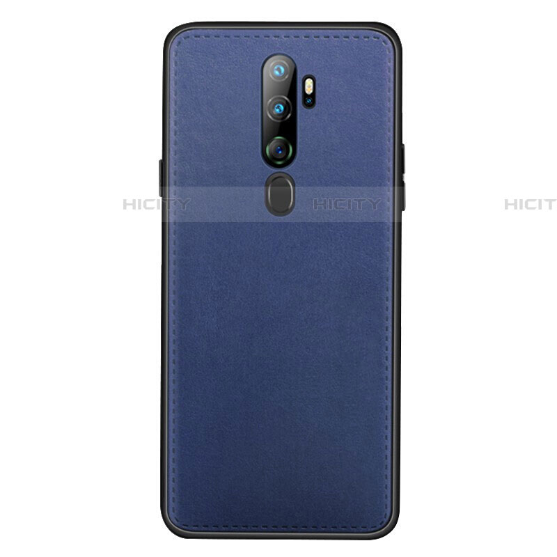 Coque Luxe Cuir Housse Etui S01 pour Oppo A9 (2020) Bleu Plus