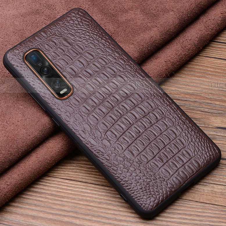 Coque Luxe Cuir Housse Etui S01 pour Oppo Find X2 Pro Marron Plus