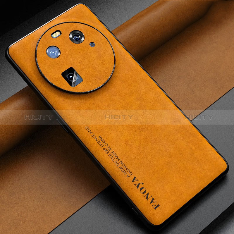 Coque Luxe Cuir Housse Etui S01 pour Oppo Find X6 5G Orange Plus