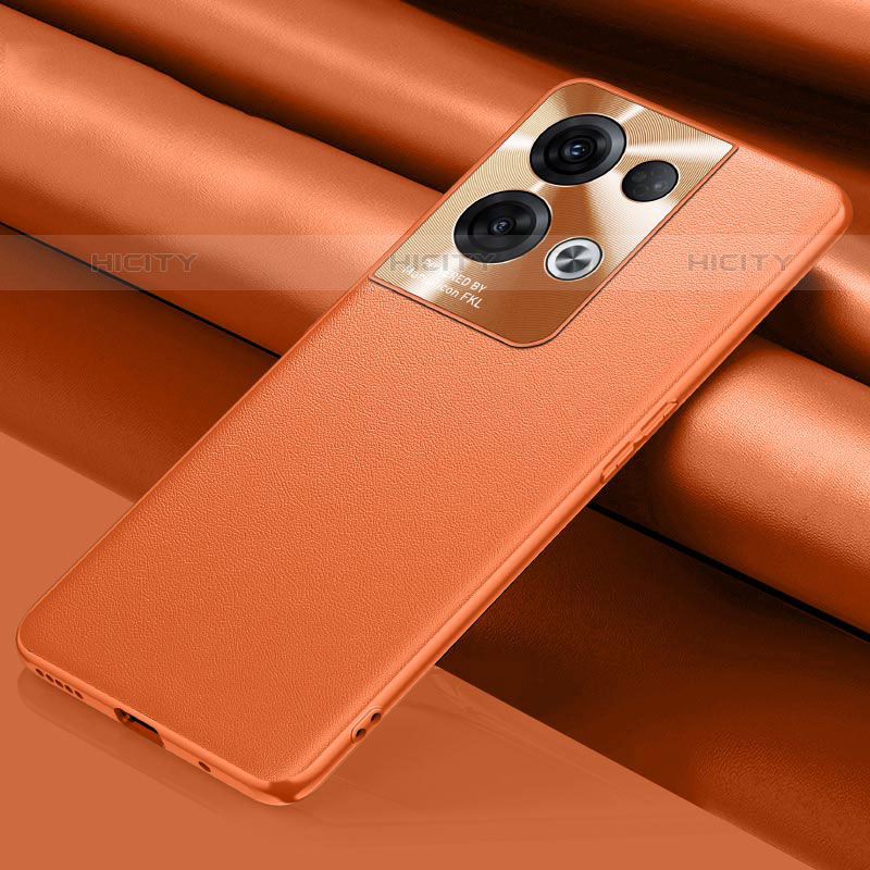 Coque Luxe Cuir Housse Etui S01 pour Oppo Reno8 Pro+ Plus 5G Orange Plus