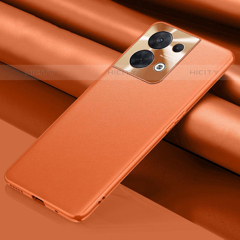 Coque Luxe Cuir Housse Etui S01 pour Oppo Reno9 Pro 5G Orange Plus