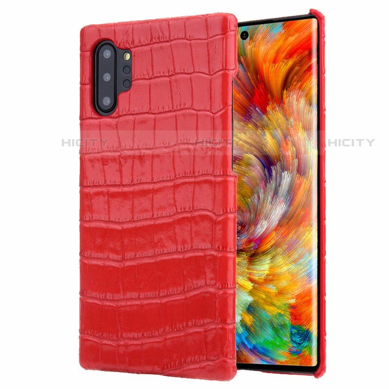 Coque Luxe Cuir Housse Etui S01 pour Samsung Galaxy Note 10 Plus 5G Rouge Plus