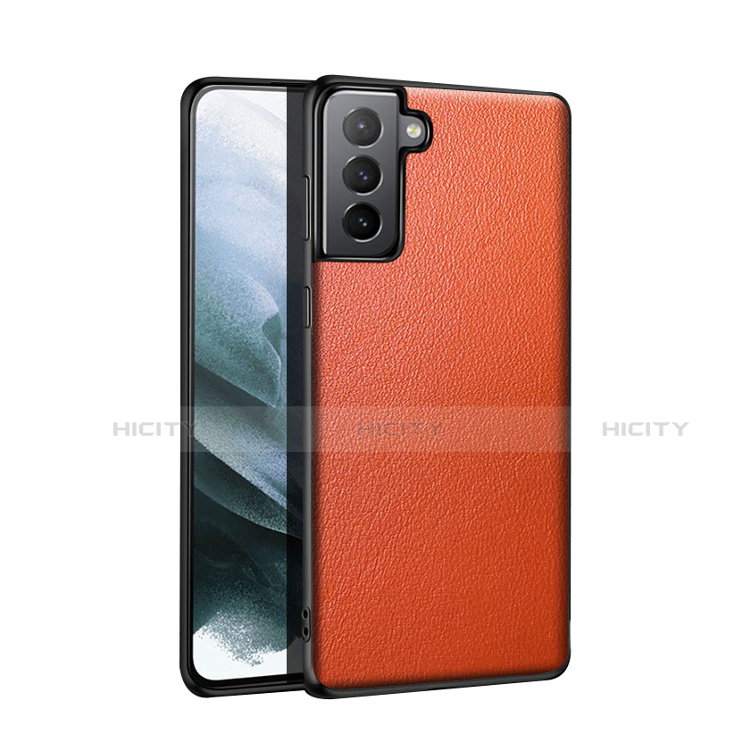 Coque Luxe Cuir Housse Etui S01 pour Samsung Galaxy S21 Plus 5G Orange Plus